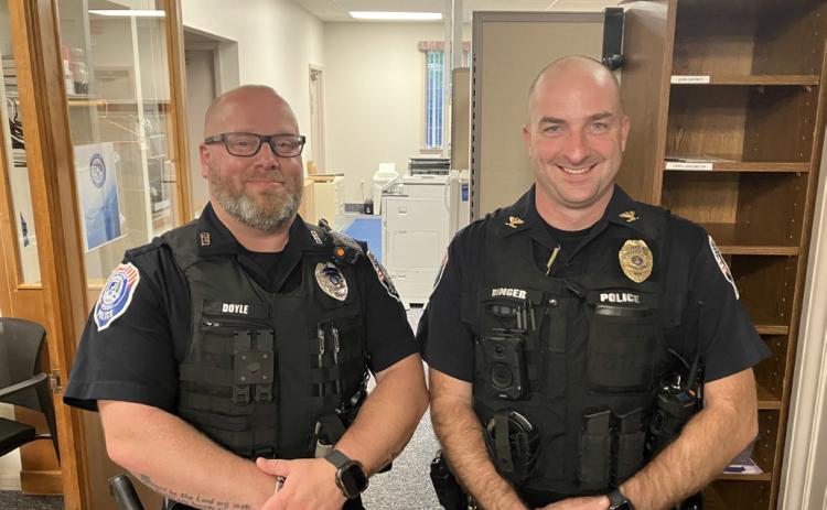 Pictured left to right is new school resource officer Bob Doyle and Chief of Gladwin City Police Kyle Binger.